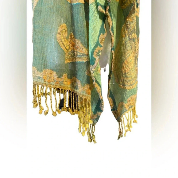 Soft Surroundings Womens Vest Topper Sleeveless Cardigan Wool Green Gold - Picture 4 of 9